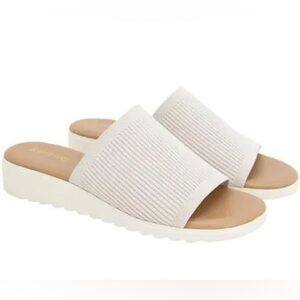 KENSIE Women’s Ellie Knit Slip On Sandals-Beige-US Size 8M